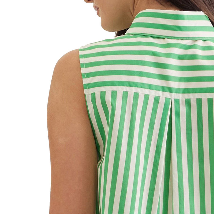 Entro Women's Green Striped Tie Neck Top