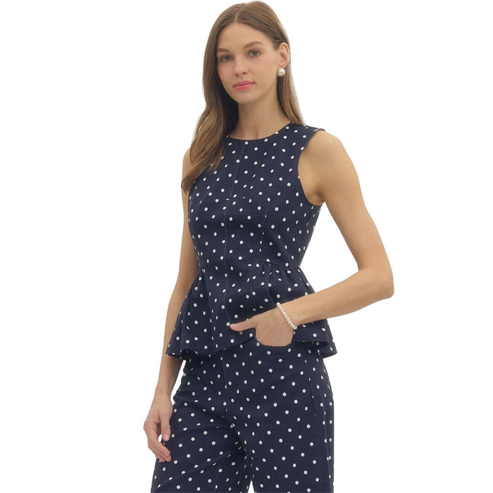Entro Women's Navy Polka Dot Sleeveless Top