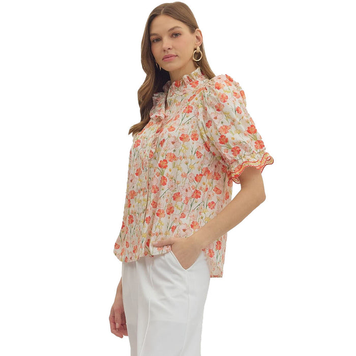 Entro Women's Off White Botanical Top