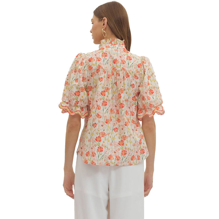 Entro Women's Off White Botanical Top