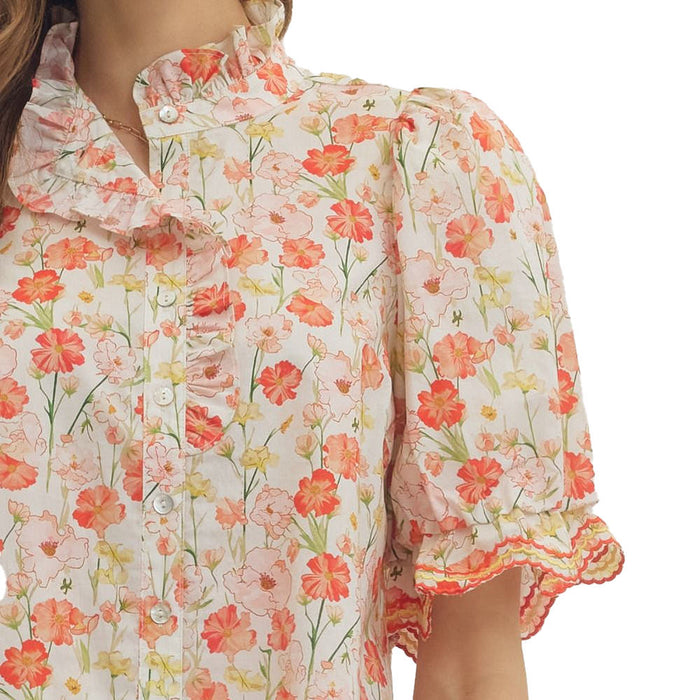 Entro Women's Off White Botanical Top