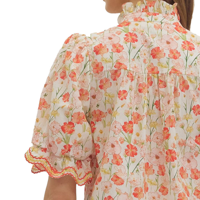 Entro Women's Off White Botanical Top
