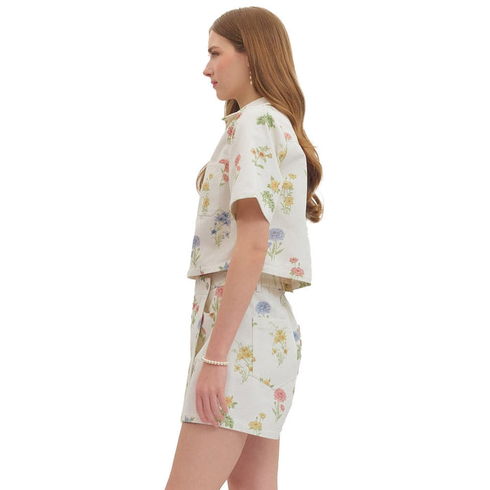 Entro Women's Ecru Floral Print Top