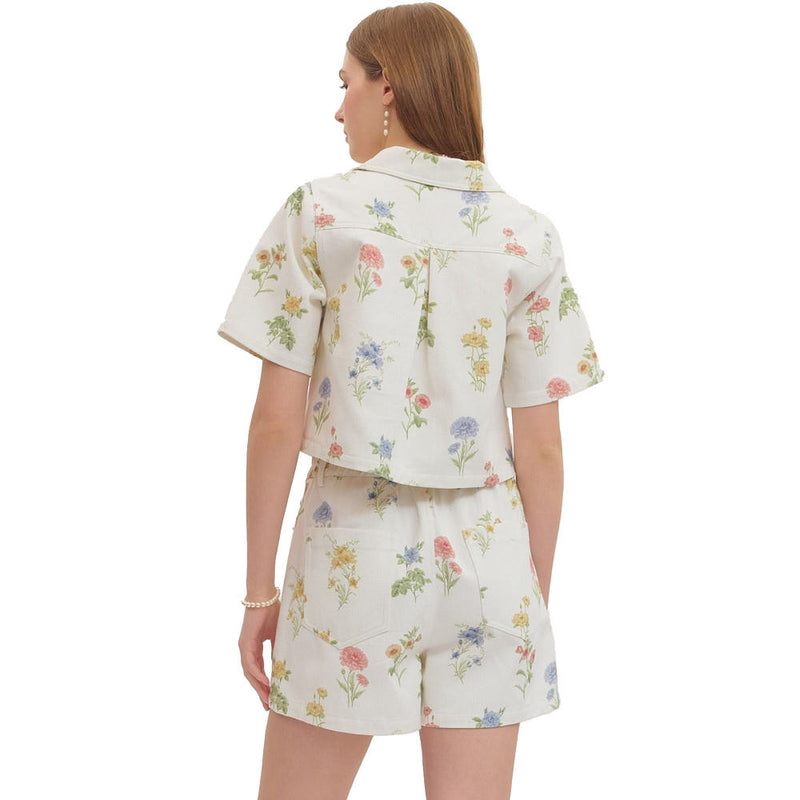 Entro Women's Ecru Floral Print Top