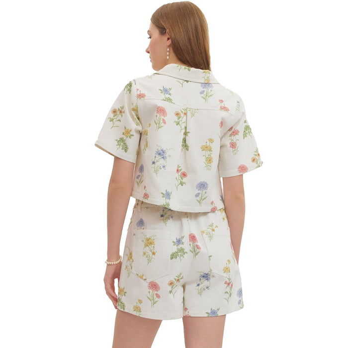 Entro Women's Ecru Floral Print Top