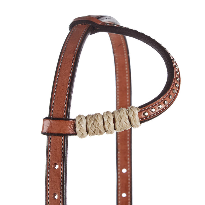 Tomahawk Scalloped Tooled with Rawhide Slide Ear Headstall