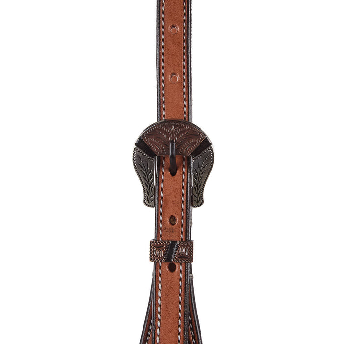 Tomahawk Scalloped Tooled with Rawhide Slide Ear Headstall