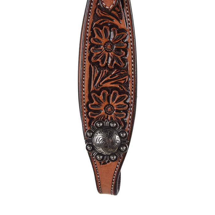 Tomahawk Scalloped Tooled with Rawhide Slide Ear Headstall