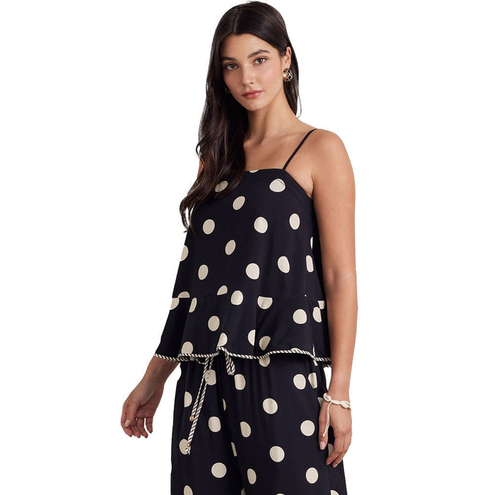 Entro Women's Black Polka Dot with Bow Detail Tank