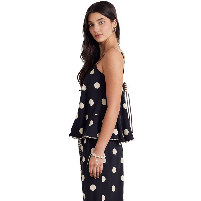 Entro Women's Black Polka Dot with Bow Detail Tank