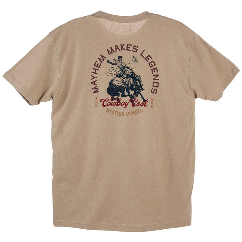 Cowboy Cool Mens Tan Mayhem Short Sleeve T-Shirt