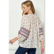 See And Be Seen Women's Cream Mix Print Top