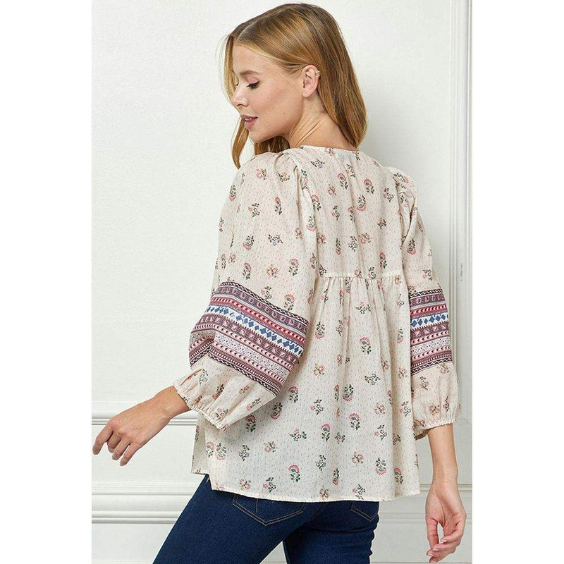 See And Be Seen Women's Cream Mix Print Top