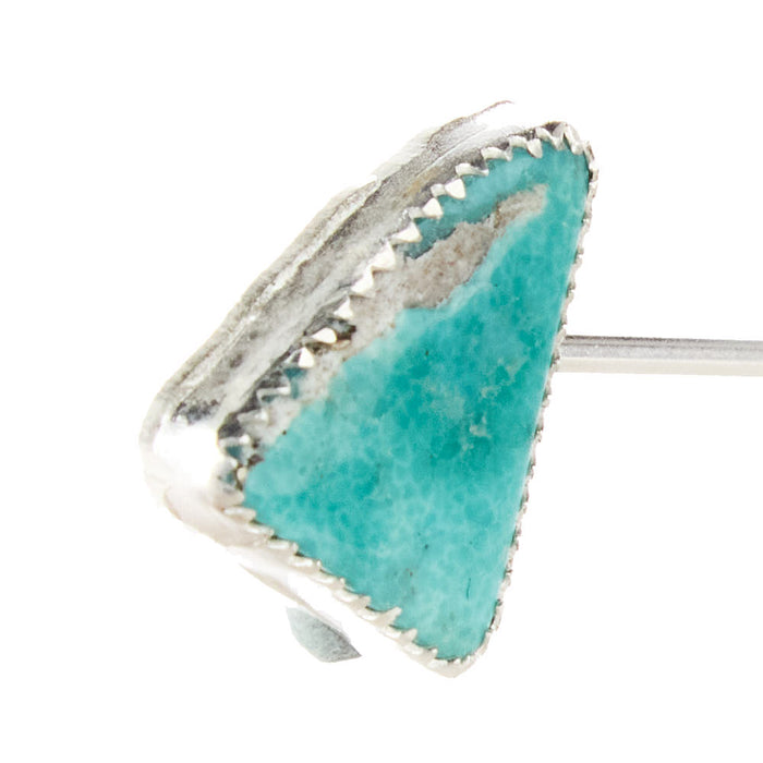 Eliz Jeffery Silversmith T5 Silver Medium to Large Turquoise Stone Metal Toothpick and Hat Accessory