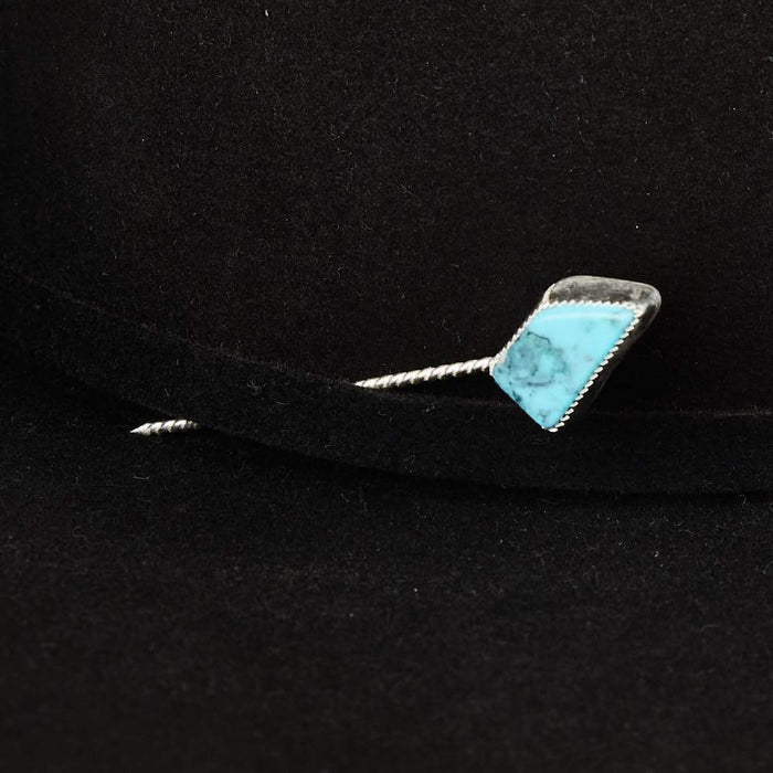 Eliz Jeffery Silversmith T5 Silver Medium to Large Turquoise Stone Metal Toothpick and Hat Accessory
