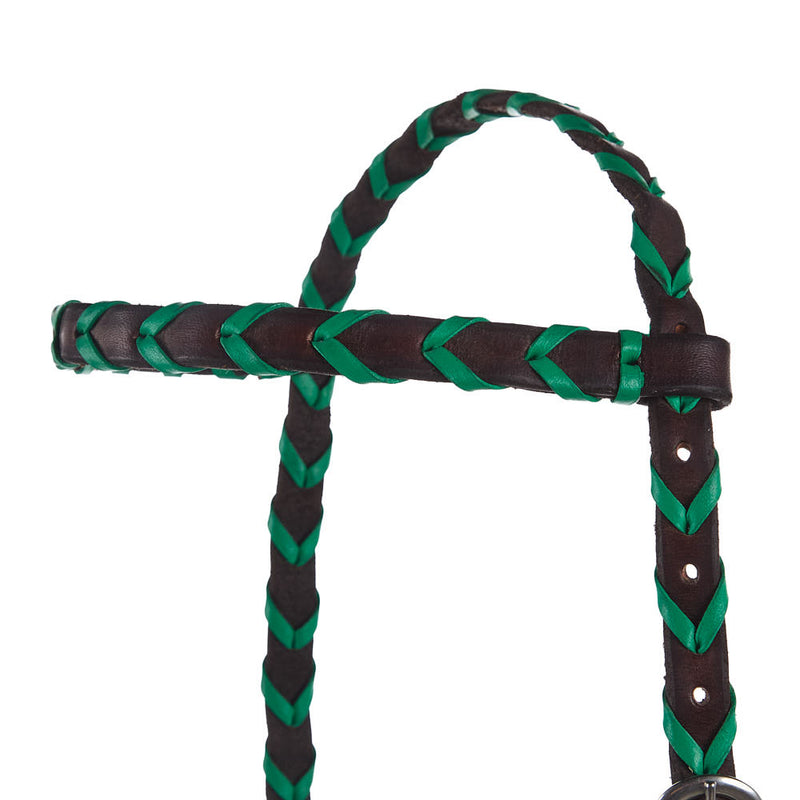 Tomahawk Browband Green Colored Lace Headstall