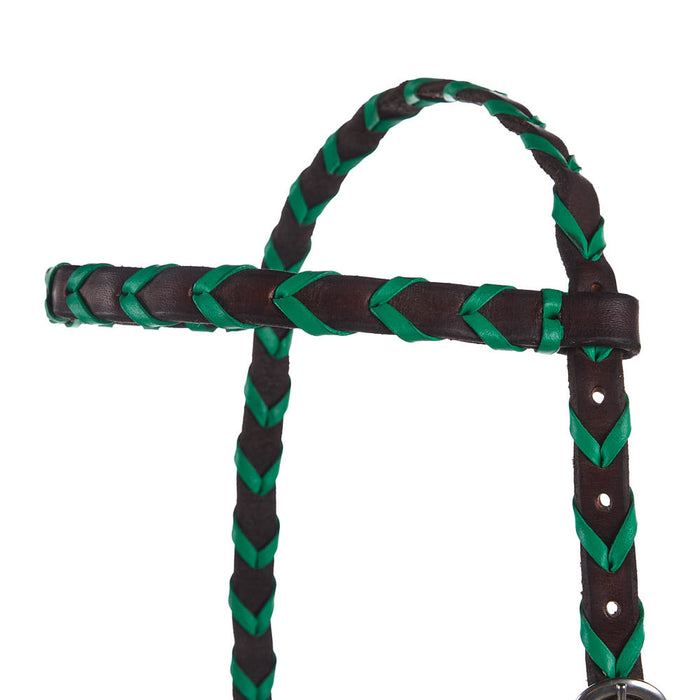 Tomahawk Browband Green Colored Lace Headstall