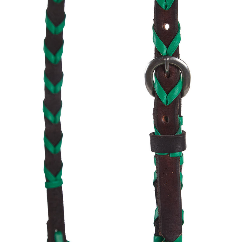 Tomahawk Browband Green Colored Lace Headstall