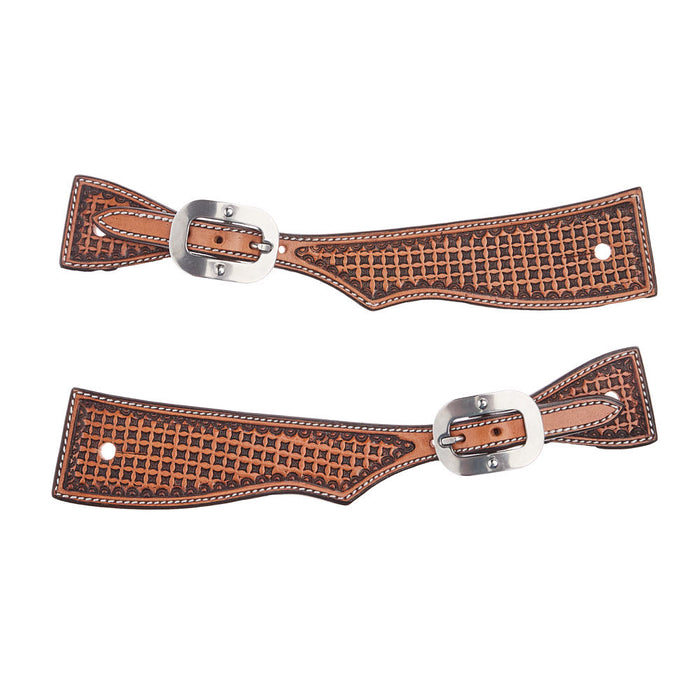 Tomahawk Wide Spur Straps with Waffle Tooling