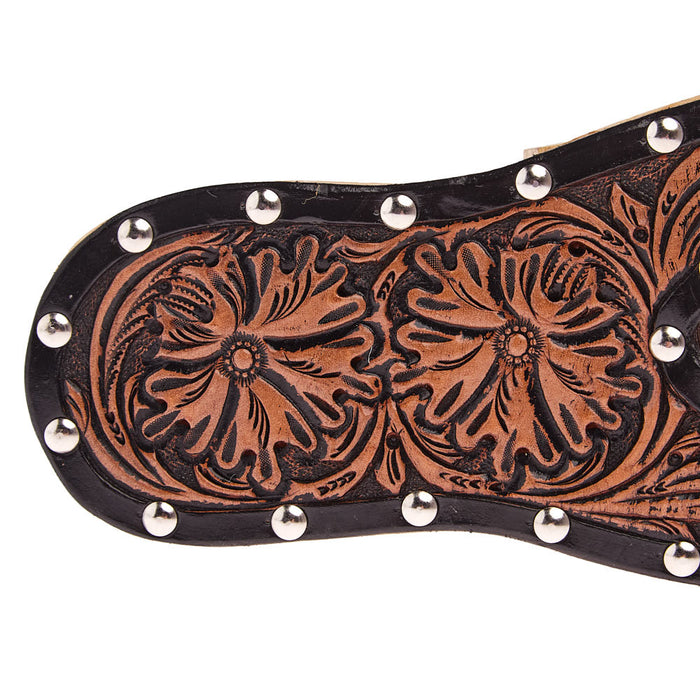Tomahawk Floral Tooled Leather Boot Jack Black
