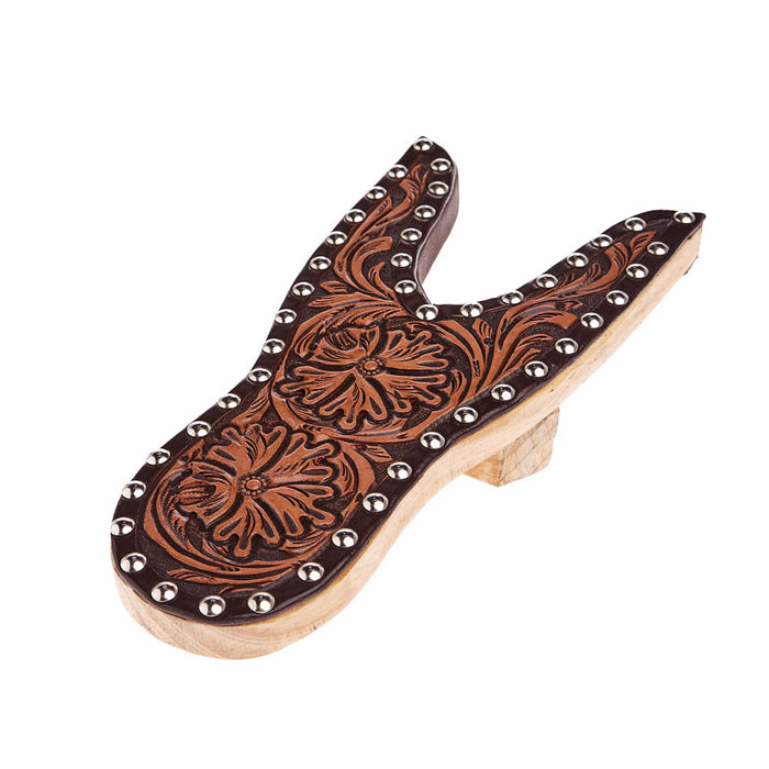 Tomahawk Floral Tooled Leather Boot Jack Chocolate