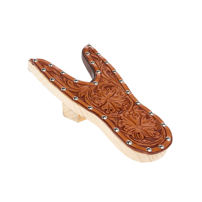 Tomahawk Floral Tooled Leather Boot Jack TAN