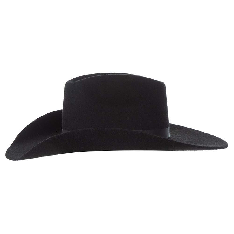 Kids Black Precreased Wool Cowboy Hat