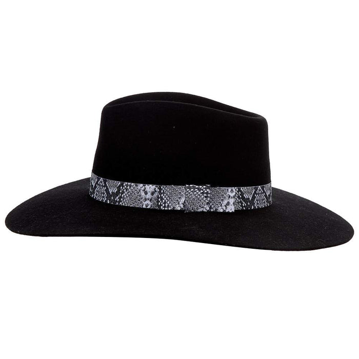 M&F Girls Pinch Front Black Fashion Hat 3 1/2` Brim