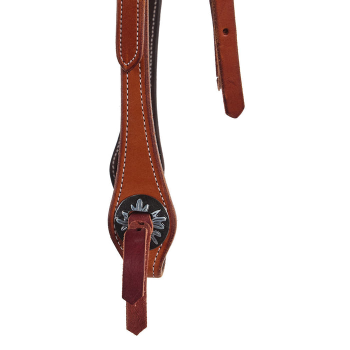 Tomahawk Browband Double Buckle Concho Tie End Headstall