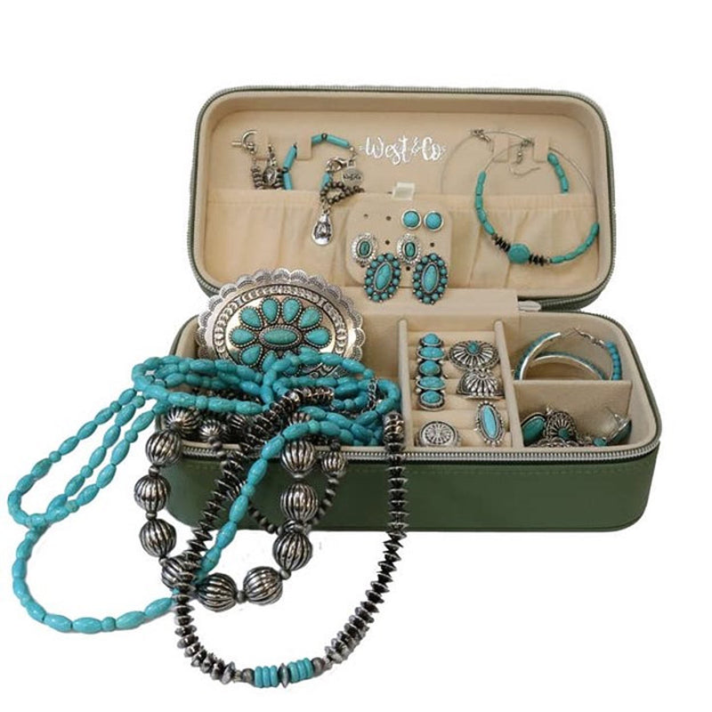 West And Company Olive Rectangle Jewelry Case