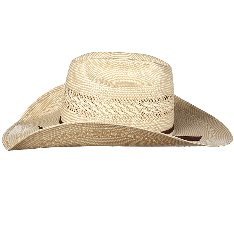 American Hats Tuf Cooper Collection 20 Star Ivory-Tan Fancy Weave 4-1/4in. Brim Straw Cowboy Hat