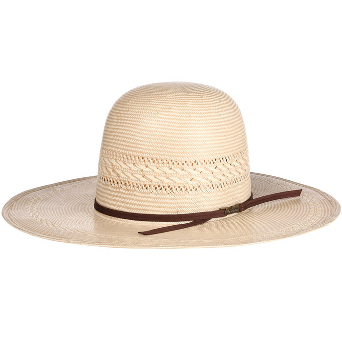 American Hat Straw - 6100 - Vented Swirl Pattern - Ivory / Tan