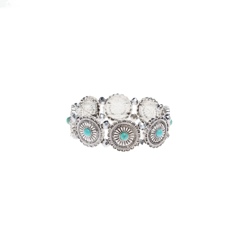 Wild Junkie Turquoise Concho Stretch Bracelet