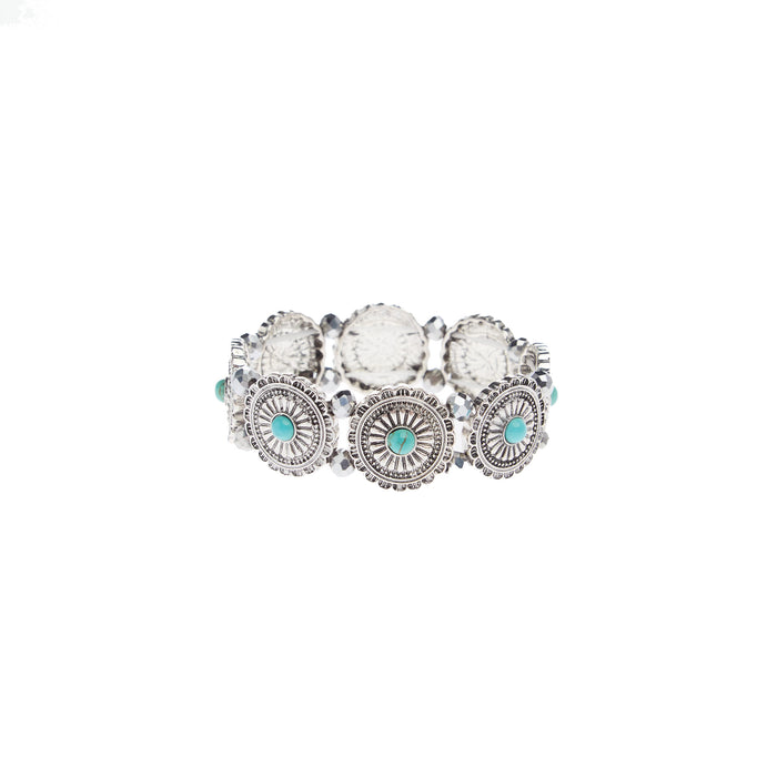 Wild Junkie Turquoise Concho Stretch Bracelet