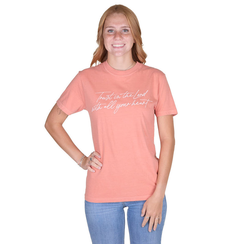 The Anastasia Co Women's Peach Trust In The Lord Tee Shirt