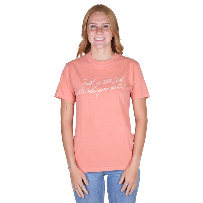 The Anastasia Co Women's Peach Trust In The Lord Tee Shirt