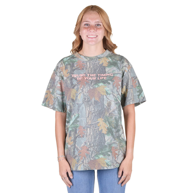 The Anastasia Co Women's Camo Exactly Where Oversized Tee Shirt