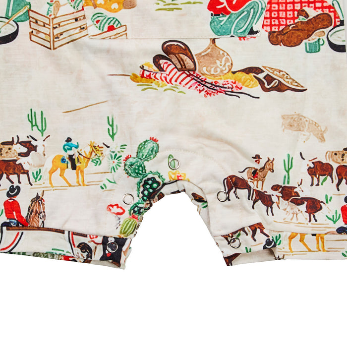 Twisted Filly Infant Sleeveless Romper Taupe Cowboy