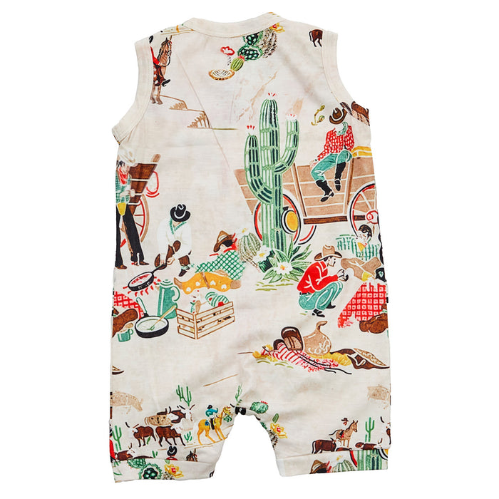 Twisted Filly Infant Sleeveless Romper Taupe Cowboy