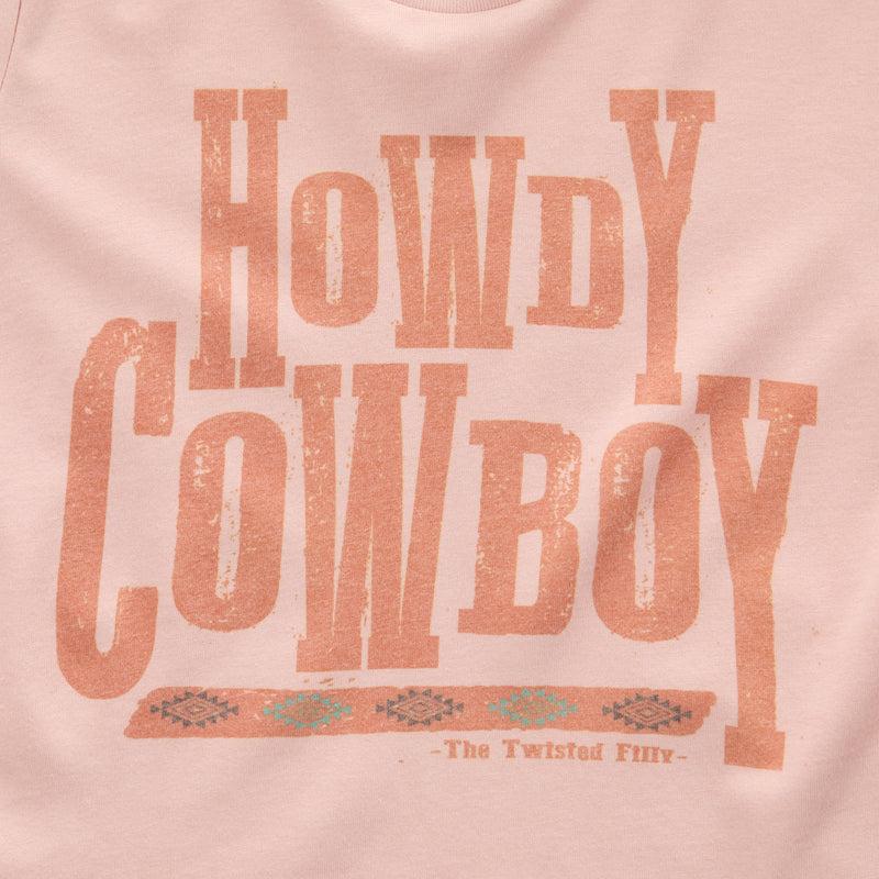 Twisted Filly Girls Howdy Cowboy Dusty Rose Tee