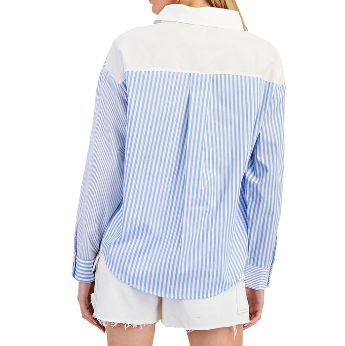 Ee Some Women's Denim Stripe Color Block Shirt