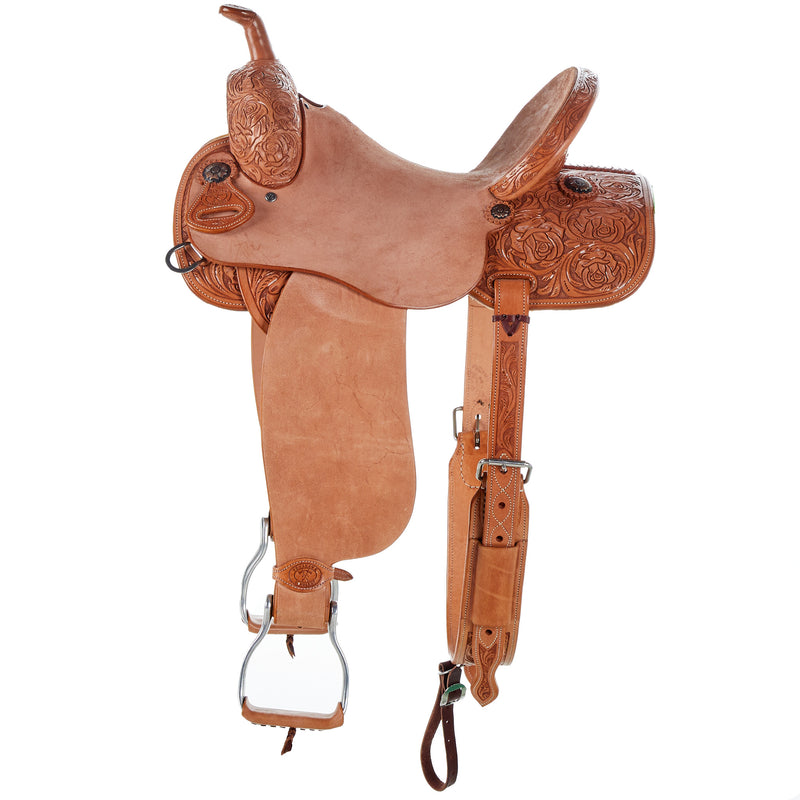 Tomahawk 14.5in 1/2 Breed Rose Floral Barrel Saddle