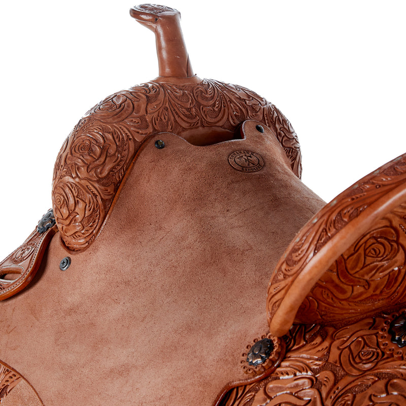 Tomahawk 14.5in 1/2 Breed Rose Floral Barrel Saddle