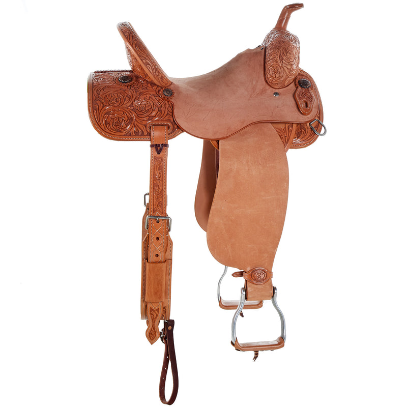 Tomahawk 14.5in 1/2 Breed Rose Floral Barrel Saddle