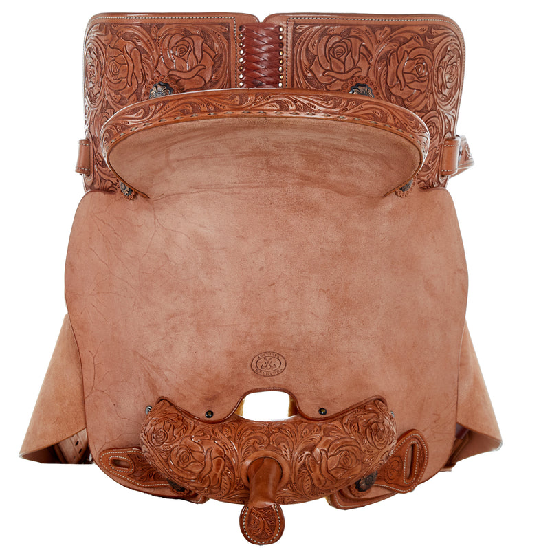 Tomahawk 14.5in 1/2 Breed Rose Floral Barrel Saddle