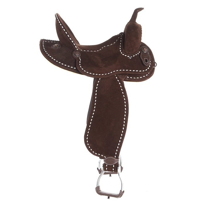 Tomahawk Chocolate Roughout 14 Inch Lightweight Barrel Saddle with White Buckstitch