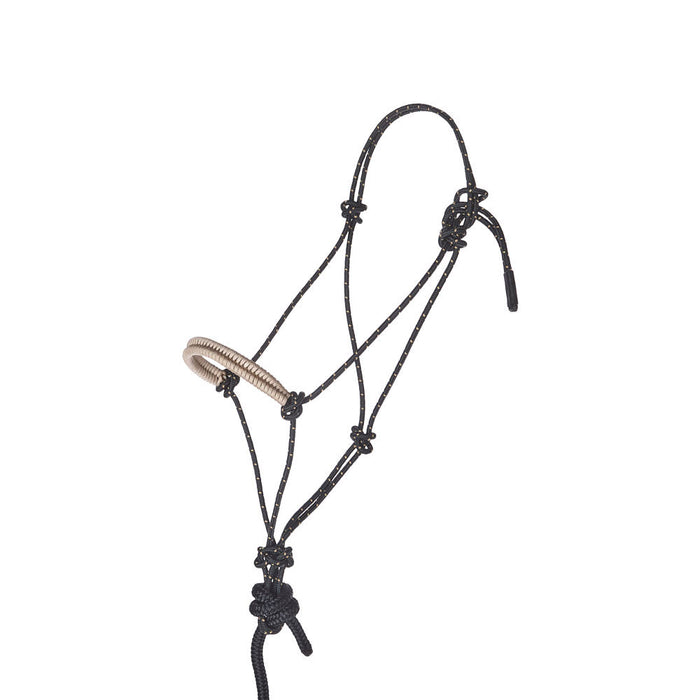 NRS Black Tracer Tan Paracord Noseband Rope Halter with Attached 10ft Lead