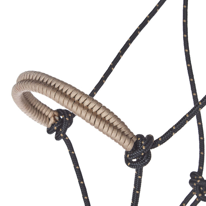 NRS Black Tracer Tan Paracord Noseband Rope Halter with Attached 10ft Lead