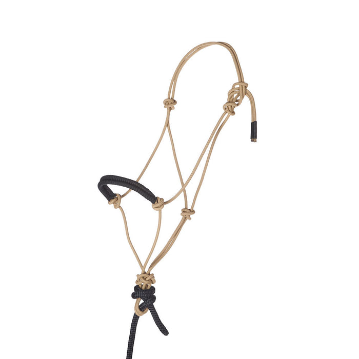 NRS Solid Tan Black Paracord Noseband Rope Halter with Attached 10ft Lead