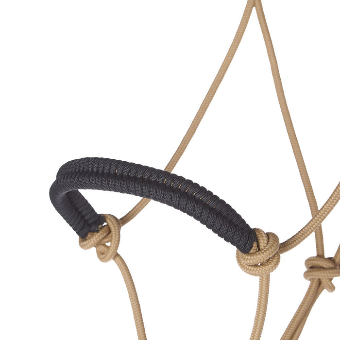 NRS Solid Tan Black Paracord Noseband Rope Halter with Attached 10ft Lead